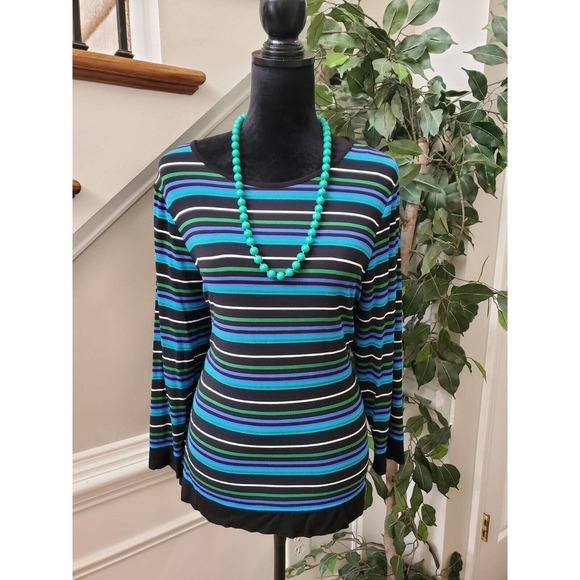 Vince Camuto Womens Multicolor Striped Long Sleeve Round Neck Sweater Size XL - Picture 1 of 10